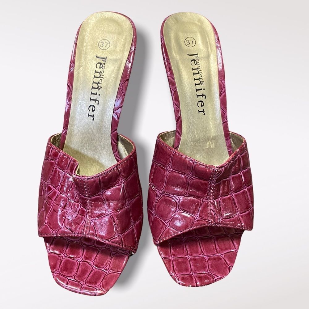 𝅺jennifer & JENNIFER | Reptile Skin Style Square Toed Heels